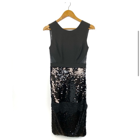 NWT! BCBG MAXAZARIA REYNA SEQUINS AND LACE BLACK DRESS - Picture 4 of 11